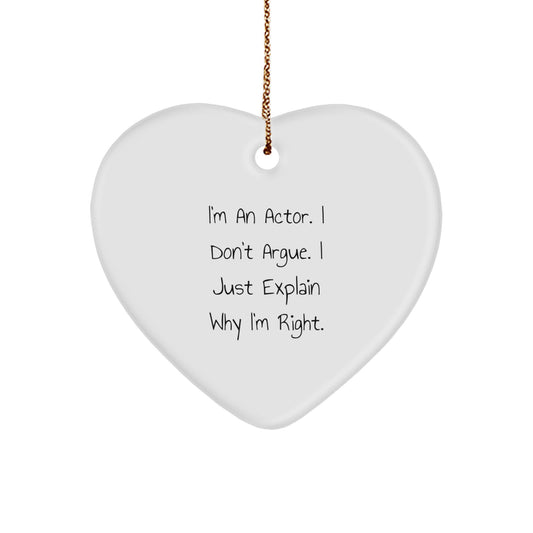 Funny Actor Heart Ornament Gifts for Men, Gifts from Friends, Actor Christmas Unique Gifts - Image 1