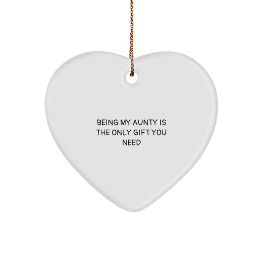 Funny Aunty Gifts for Women Heart Ornament with Being My Aunty Is The Only Gift You Need Quote, Gifts from Family, for Aunty at Christmas - Image 1