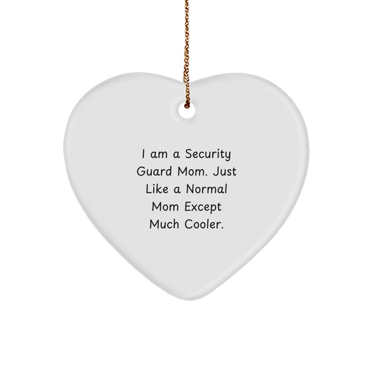 Security Guard Gifts for Men, Women, or Family - Heart Ornament with 'I Am A Security Guard Mom' Quote - Christmas Unique Presents - Image 1