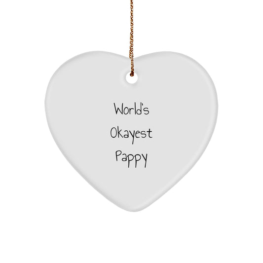 Witty World's Okayest Pappy Heart Christmas Ornament for Friends Gift - Image 1