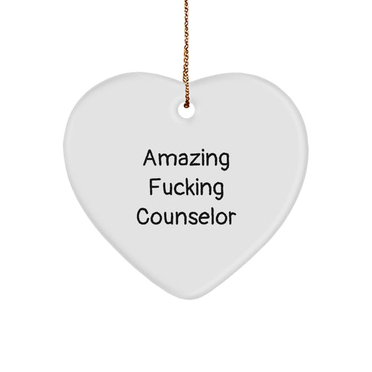 Funny Counselor Gift, Heart Ornament for Counselor Friends, Gifts from Men to Counselor Women - Image 1