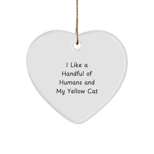 Funny Yellow Cat Lovers Heart Ornament Gifts from Friends and Family for Christmas - Image 1