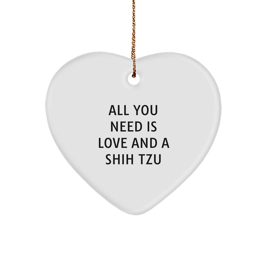 Shih Tzu Dog Christmas Heart Ornament Gifts from Friends to Family with Quirky Love Quote, Heartfelt Presents for Shih Tzu Dog Owners, Unique Christmas Unique Gifts - Image 1