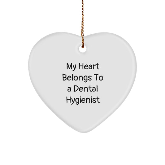 Dental Hygienist Gifts for Women - Funny Quote Heart Ornament, My Heart Belongs To A Dental Hygienist Christmas Unique Gifts from Friends, Family - Image 1