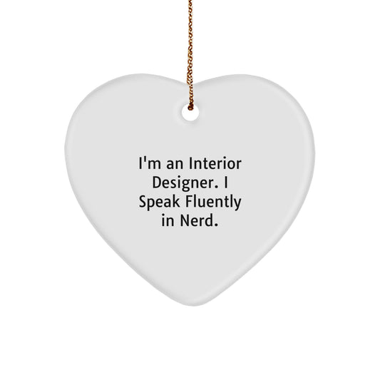 Funny Interior Designer Heart Ornament Gifts from Friends, Coworkers, Family, Men, Women, Unique Christmas Decorations, Home Decor Gift, Interior Designer Heart Shaped Decoration - Image 1
