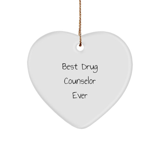 Funny Best Drug Counselor Ever Heart Ornament Gifts from Friends for Christmas - Image 1
