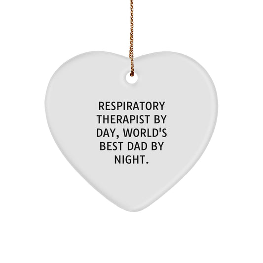 Funny Respiratory Therapist Gifts for Christmas Heart Ornament from World's Best Dad By Night - Image 1