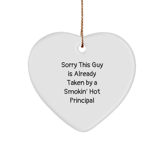 Funny Principal Heart Ornament Gifts from Men for Smokin' Hot Principals, Unique Christmas Decorations - Image 1