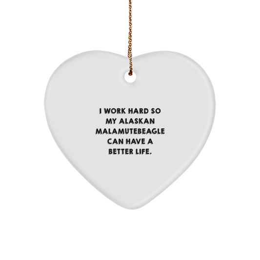 Funny Alaskan Malamute Dog Heart Ornament, Gifts for Alaskan Malamute Dog Lover, Christmas Unique Gifts from Family, Heartfelt Alaskan Malamutebeagle Love - Image 1