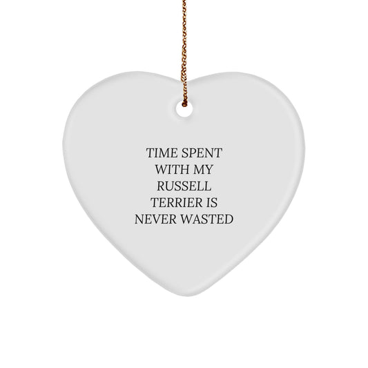 Russell Terrier Dog Gifts from Men to Family - Christmas Unique Gifts for Russell Terrier Dog Owners - Heart Ornament with Funny Quote - Image 1