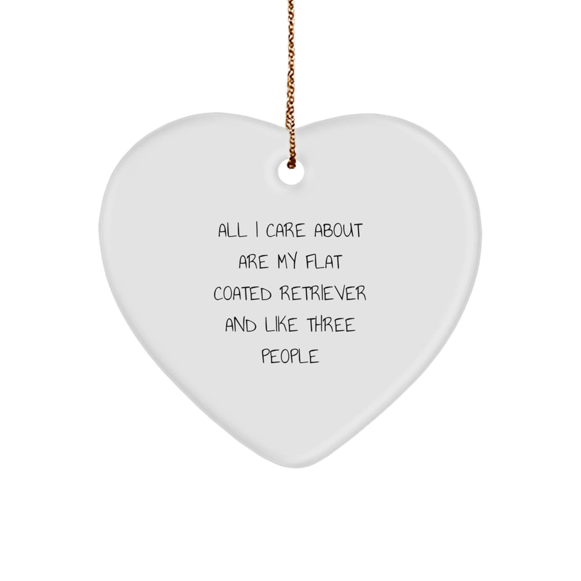 Funny Flat Coated Retriever Dog Gifts, Heart Ornament, 'All I Care About Are My Flat Coated Retriever And Like Three People' Quote, Christmas Unique Gifts from Friends to Family - Image 1