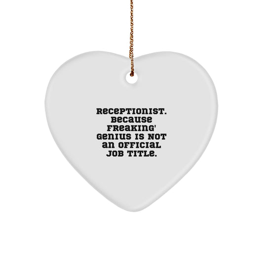 Funny Receptionist Gifts, Heart Ornament for Desk, Office Decor, Christmas Unique Gifts from Coworkers, Friends, or Family to Receptionists - Image 1