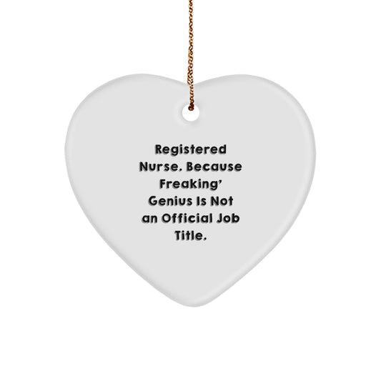 Funny Heart Ornament Gifts from Men to Registered Nurses, Because Freaking genius Is Not an Official Job Title, Perfect for Christmas Unique Gifts - Image 1