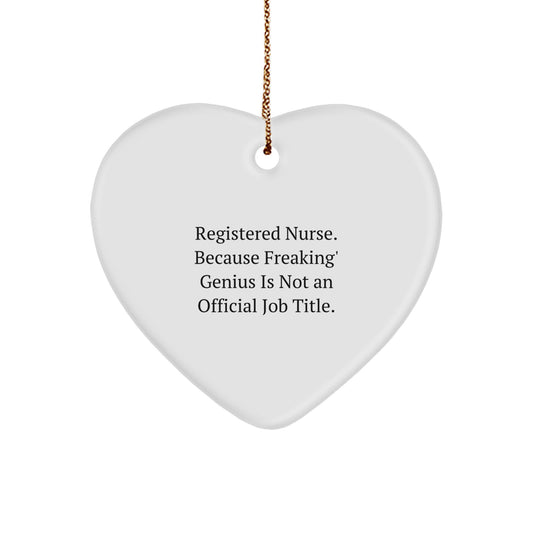 Funny Registered Nurse Gifts, Heart Ornament, 'Registered Nurse. Because Freaking' genius Is Not An Official Job Title.' Christmas Unique Gifts from Friends, Family, Coworkers - Image 1