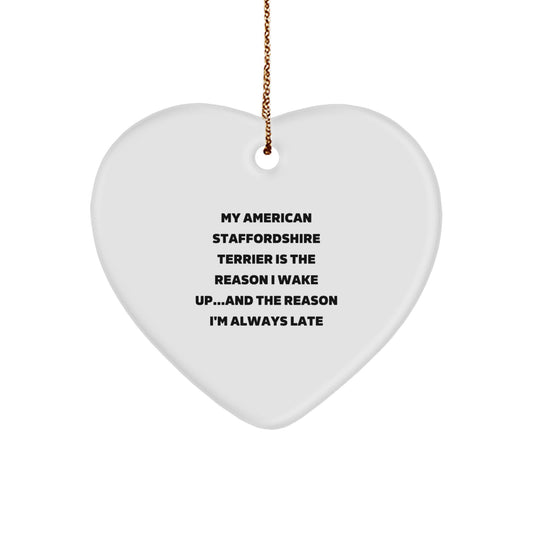 Funny American Staffordshire Terrier Dog Gifts, Heart Ornament for Christmas, American Staffordshire Terrier Dog Lovers, Gifts from Men, Women, Friends, and Family - Image 1