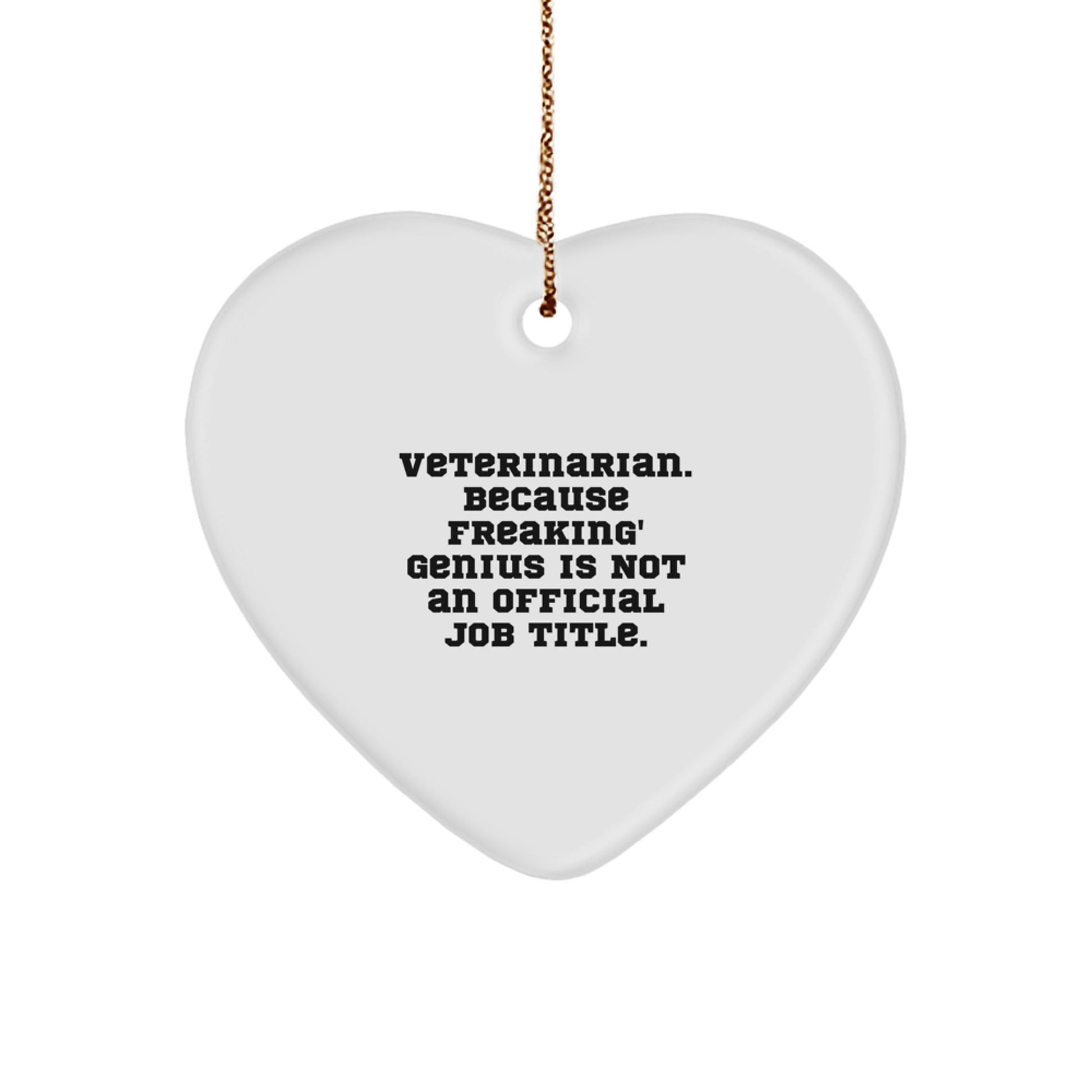 Funny Veterinarian Gifts from Friends, Heart Ornament for Veterinarian Men, Inspirational Quote: 'Veterinarian Because Freaking genius Is Not An Official Job Title' Christmas Unique Gifts - Image 1