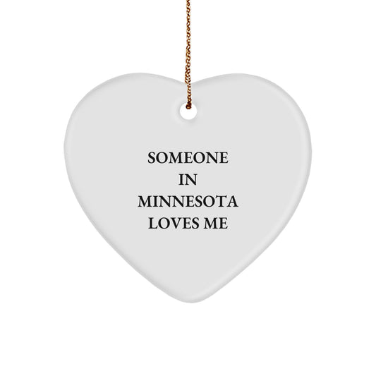 Minnesota Christmas Unique Gifts for Men from Someone In Minnesota Loves Me Heart Ornament - Image 1