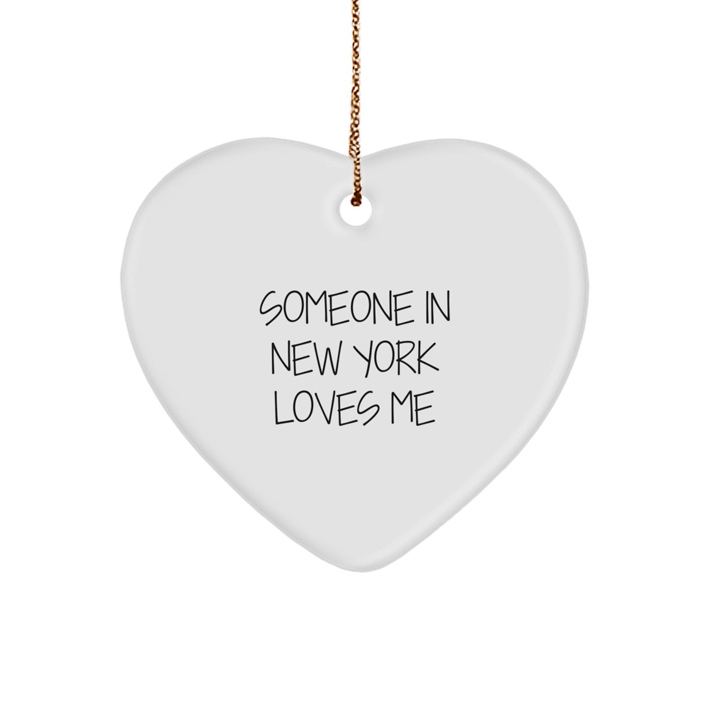 Funny New York Heart Ornament Gifts for Someone Who Lives in New York, Funny Someone in New York Loves Me Christmas Unique Gifts for Friends, Family - Image 1