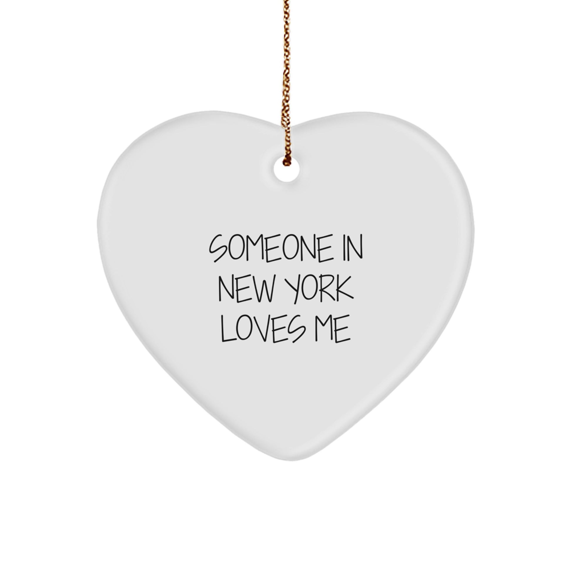 Funny New York Heart Ornament Gifts for Someone Who Lives in New York, Funny Someone in New York Loves Me Christmas Unique Gifts for Friends, Family - Image 1