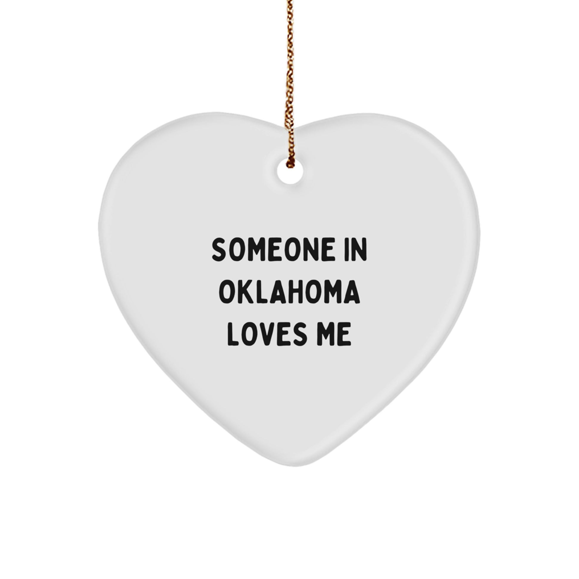 Unique Oklahoma Heart Ornament Gifts from Someone in Oklahoma Loves Me for Christmas - Image 1