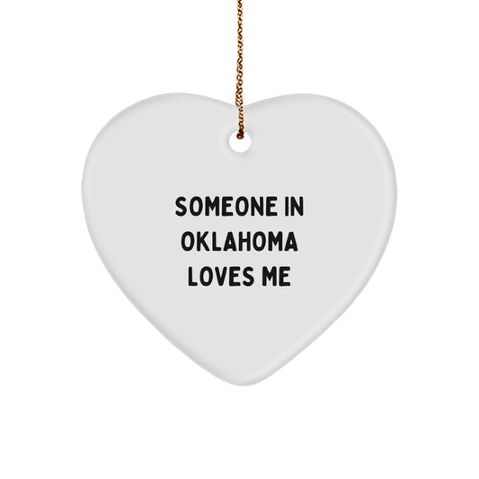 Unique Oklahoma Heart Ornament Gifts from Someone in Oklahoma Loves Me for Christmas - Image 1
