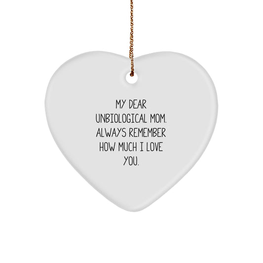 Funny Heart Ornament Gifts from Unbiological Mom Lovers for Christmas Unbiological Mom, Unbiological Mom Inspirational Gifts, Gifts for Unbiological Mom - Image 1