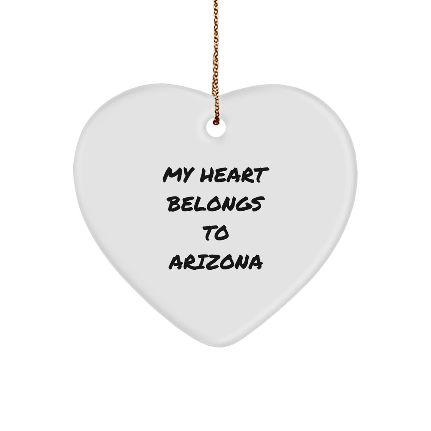Arizona Heart Ornament, 'My Heart Belongs To Arizona' - Gifts for Arizona Fans, Christmas Unique Gifts from Friends, Family - Image 1