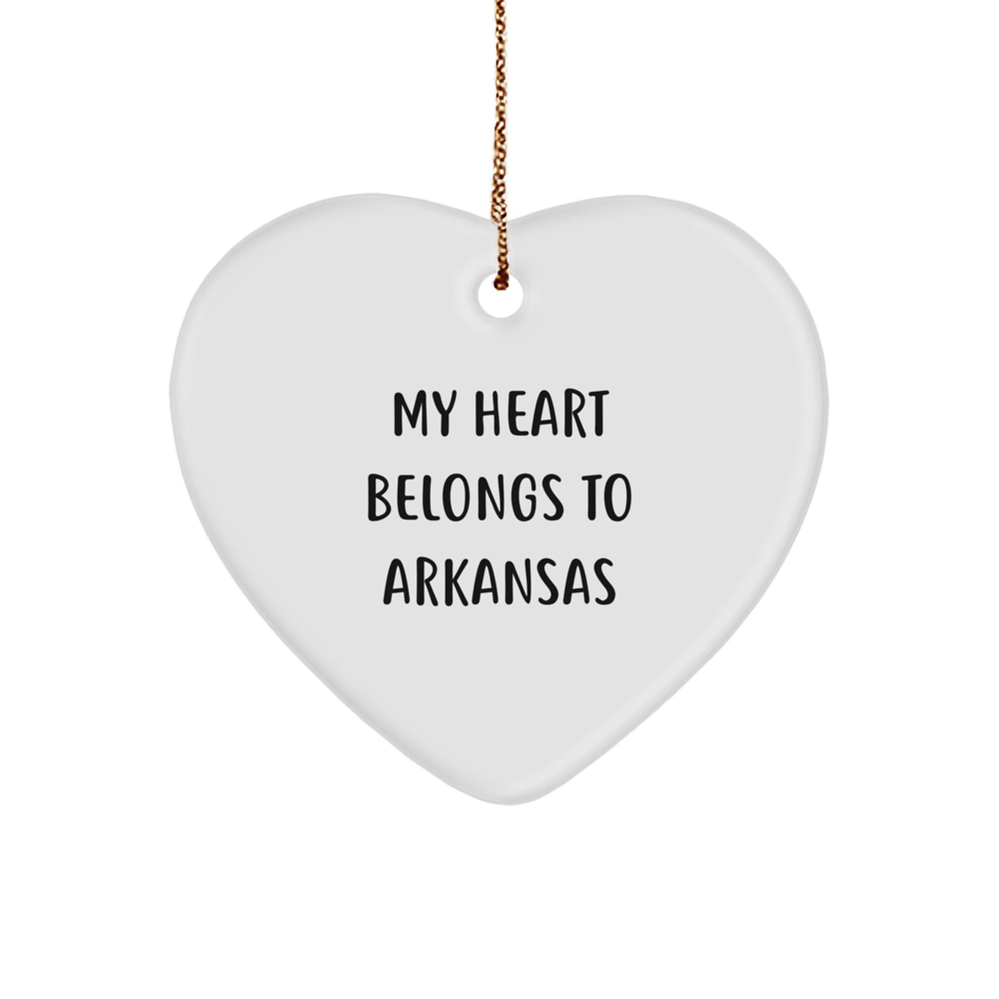 Arkansas Heart Ornament Gifts from Friends for Arkansas Lovers - 'My Heart Belongs To Arkansas' - Unique Christmas Ornament - Image 1