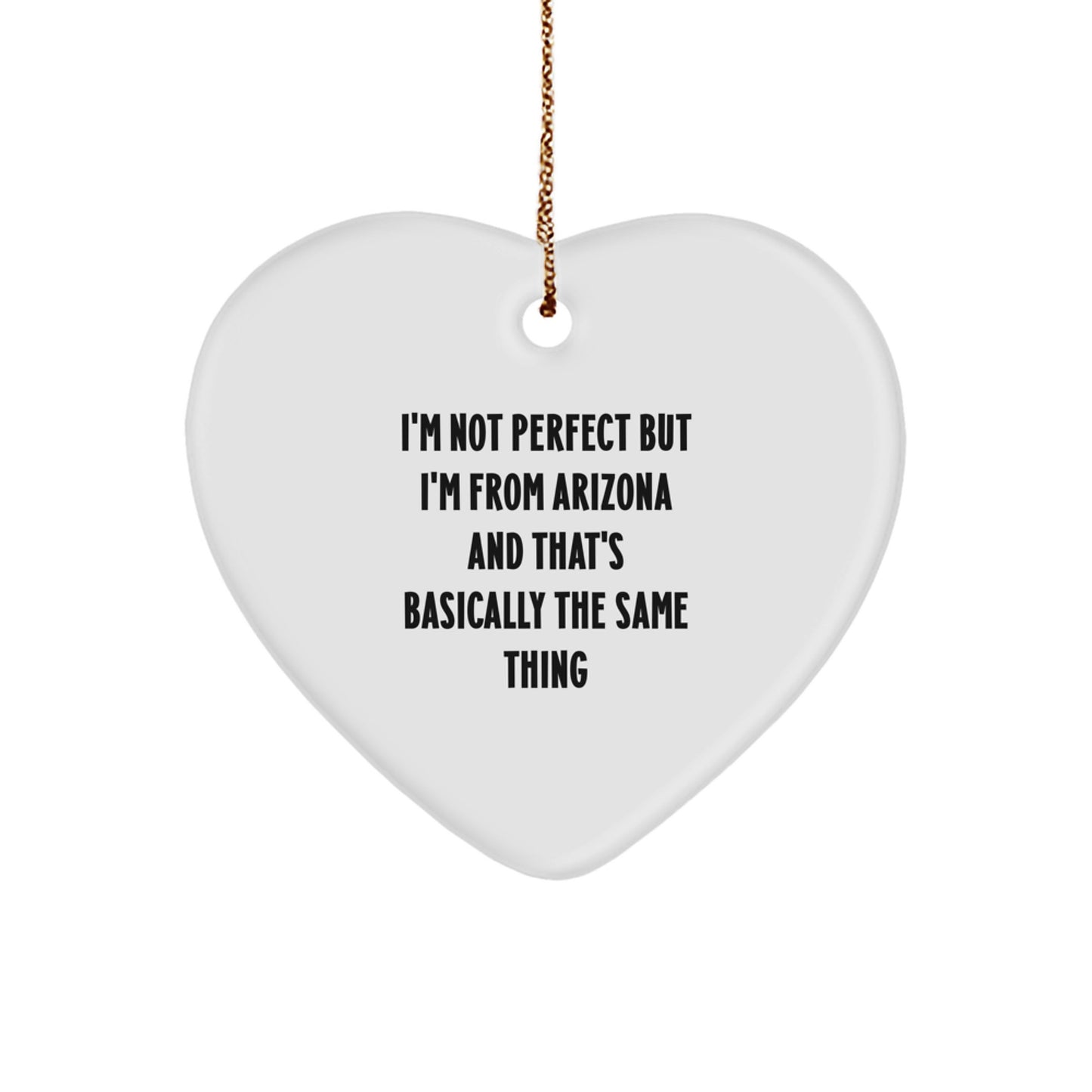 Arizona Christmas Heart Ornament, Funny Quote Gifts from Arizona for Arizona Men Women Friends Family Coworkers - Image 1
