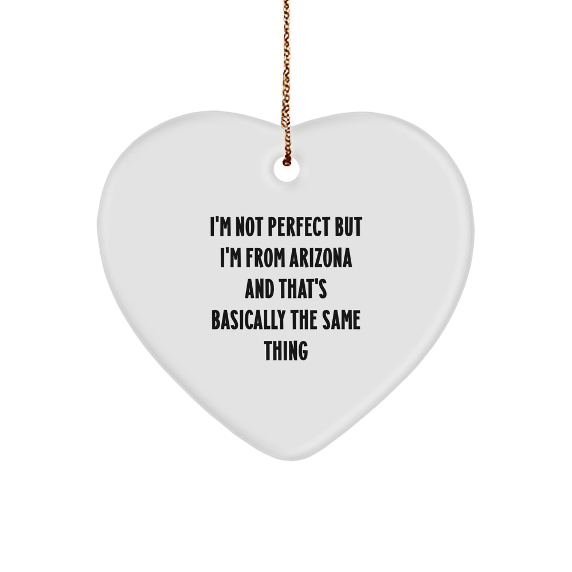 Arizona Christmas Heart Ornament, Funny Quote Gifts from Arizona for Arizona Men Women Friends Family Coworkers - Image 1