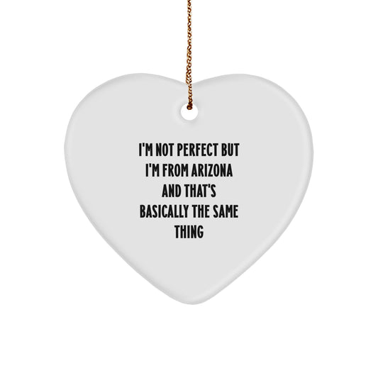 Arizona Christmas Heart Ornament, Funny Quote Gifts from Arizona for Arizona Men Women Friends Family Coworkers - Image 1