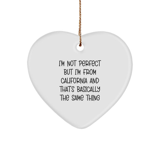 Funny California Gifts for Friends from Friends - California Heart Ornament with Sublimation Printing, Christmas Unique Gifts for Women from Women - Image 1