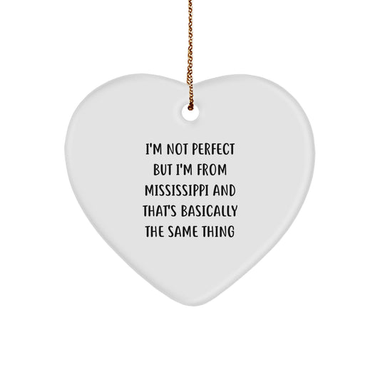 Mississippi Heart Ornament Funny Quote Gifts from Friends and Family for Mississippi Christmas Unique Gifts - Image 1