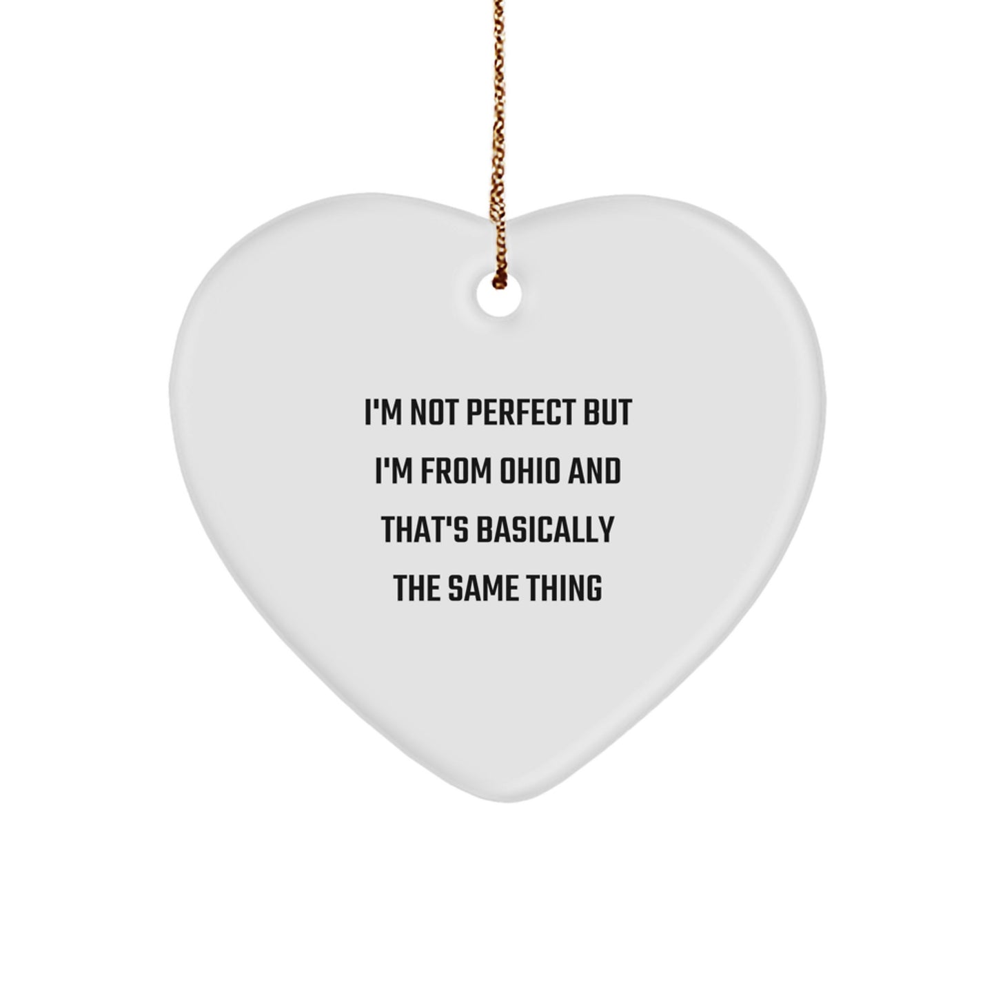 Funny Ohio Gifts for Men from Ohio, Heart Ornament, I'm Not Perfect Quote, Perfect for Christmas Unique Gifts from Ohio to Friends - Image 1