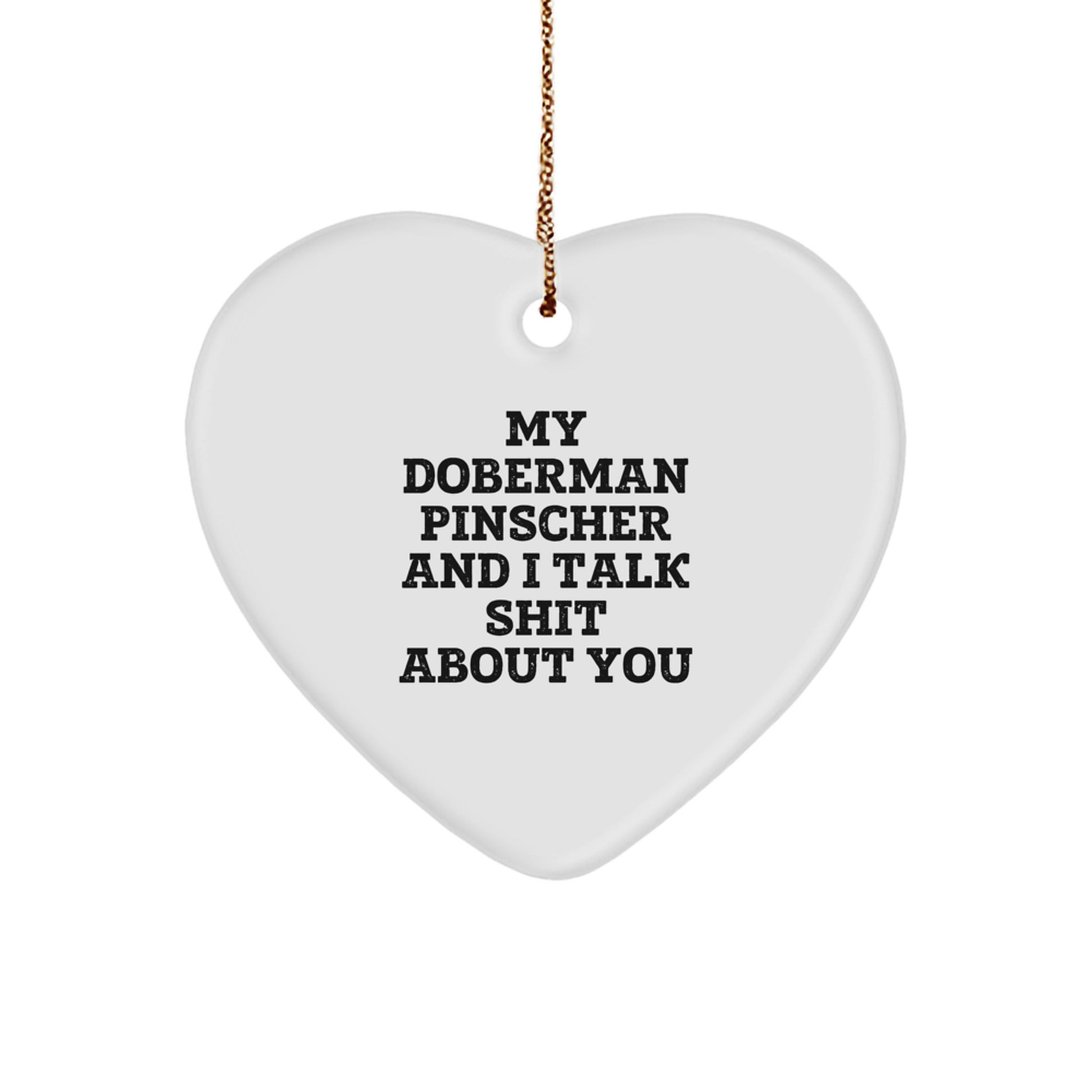 Funny Doberman Pinscher Dog Lover Gifts from Friends and Family for Christmas Unique Heart Ornament - Image 1