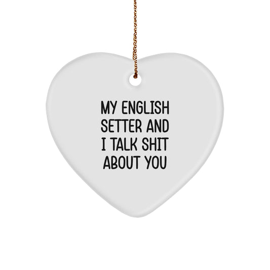 Funny English Setter Dog Mom Heart Ornament Gifts from Family for Christmas - Image 1