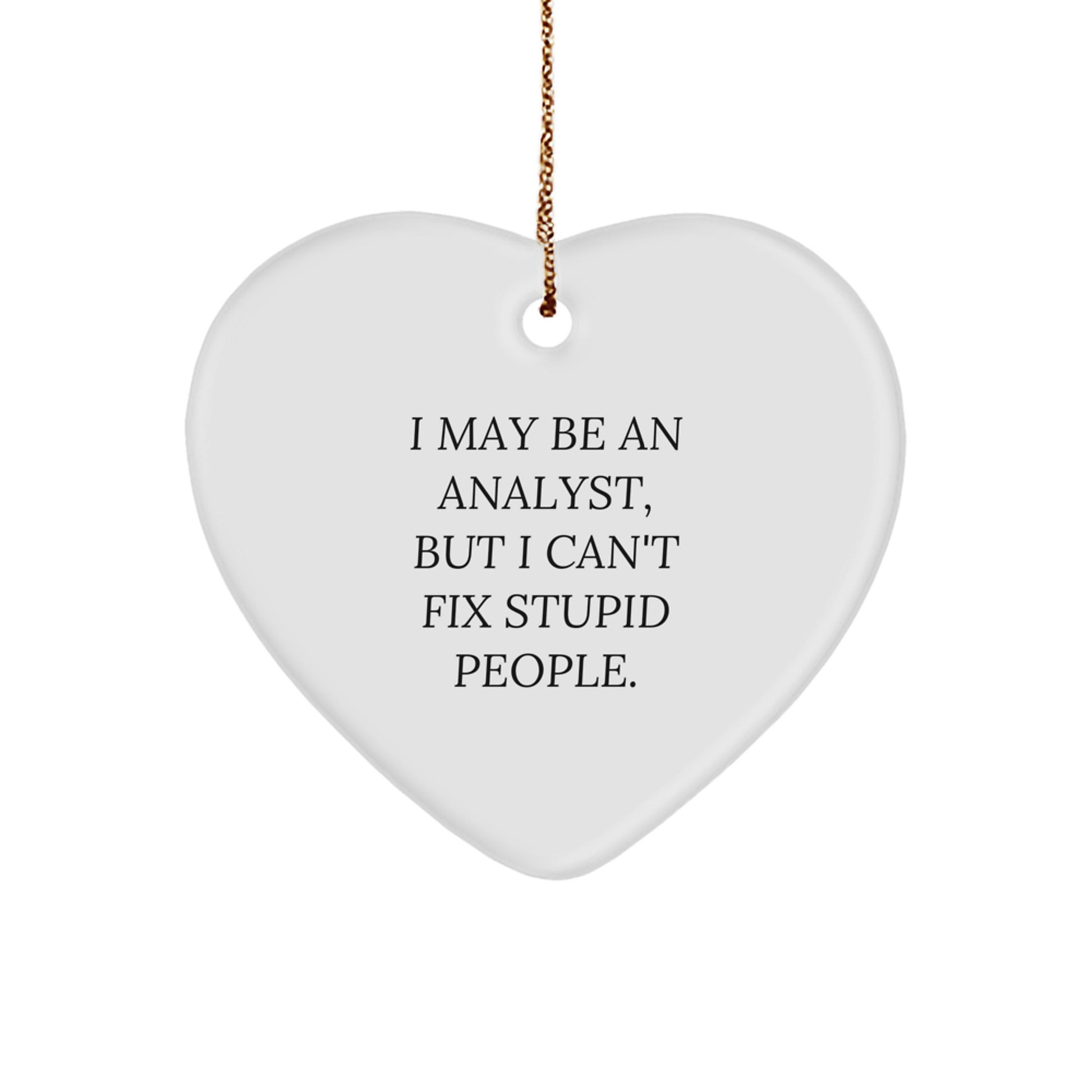 Funny Analyst Heart Ornament, 'I May Be An Analyst, But I Can't Fix Stupid People.' Gifts from Friends to Analyst Coworkers for Christmas Unique Gifts - Image 1