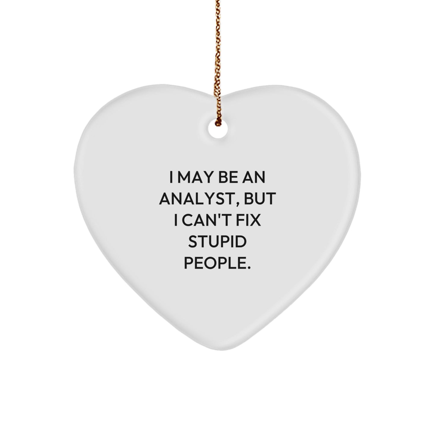 Funny Analyst Heart Ornament Gifts from Friends for Christmas - I May Be An Analyst, But I Can't Fix Stupid People. Quote Heart Shaped Decor - Image 1