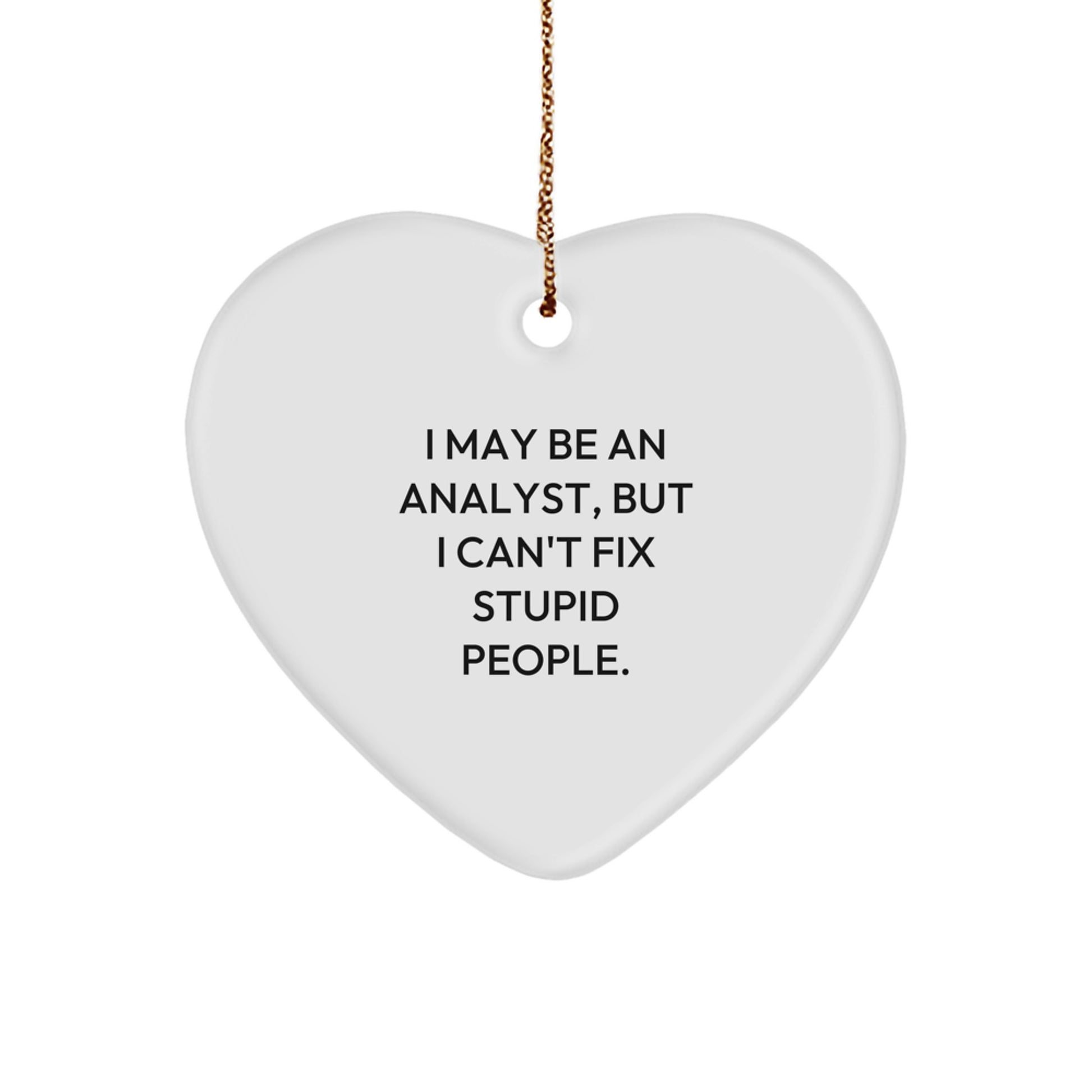 Funny Analyst Heart Ornament Gifts from Friends for Christmas - I May Be An Analyst, But I Can't Fix Stupid People. Quote Heart Shaped Decor - Image 1