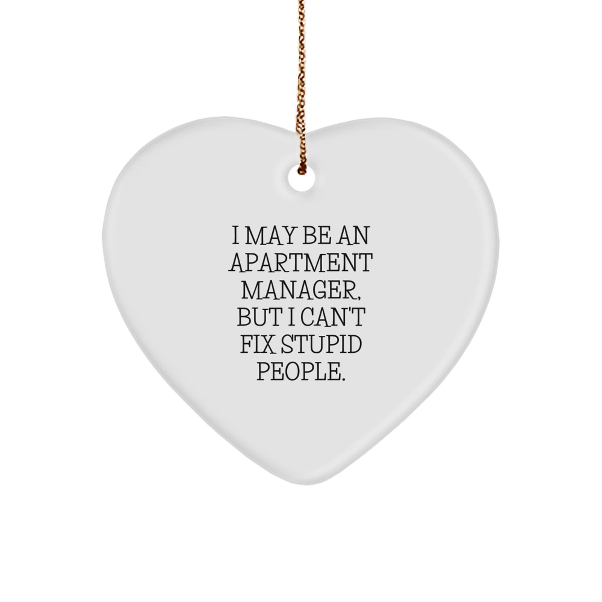 Funny Heart Ornament Gifts for Apartment Manager Friends from Coworkers - I May Be An Apartment Manager, But I Can't Fix Stupid People - Heart Shaped MDF Christmas Unique Gifts - Image 1
