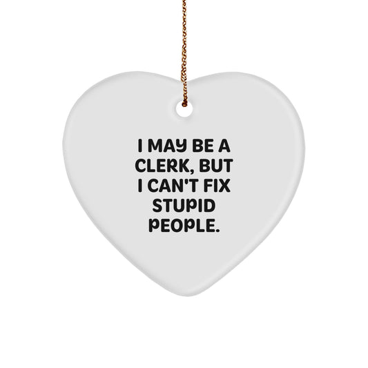 Funny Clerk Heart Ornament Gifts from Men to Women Friends for Christmas - Image 1