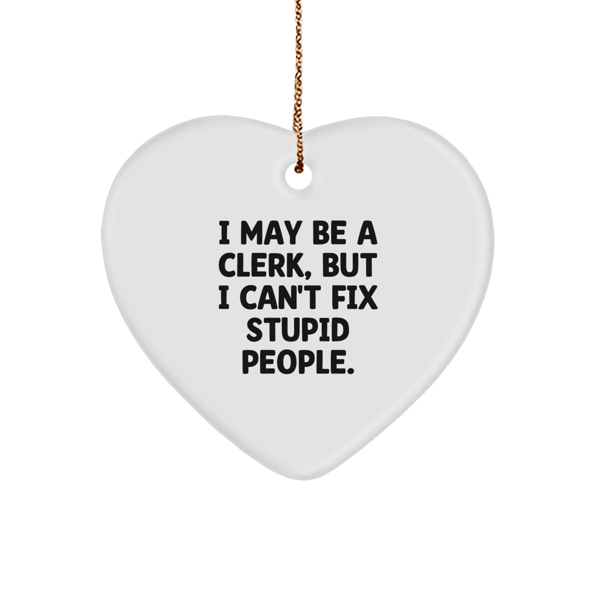 Funny Clerk Heart Ornament Gifts for Men, Clerk Christmas Unique Gifts from Friends, Coworkers - Image 1