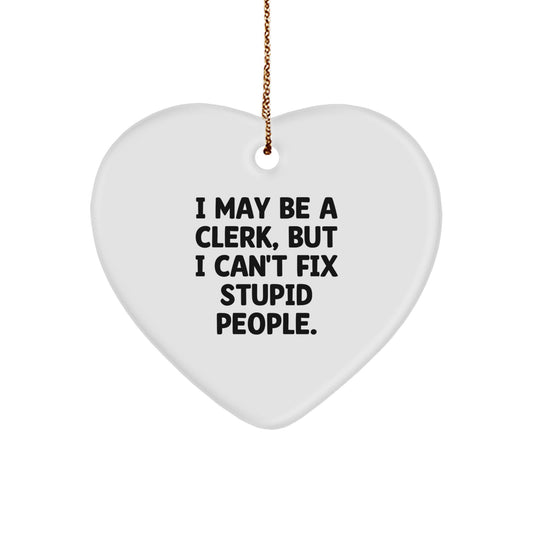 Funny Clerk Heart Ornament Gifts for Men, Clerk Christmas Unique Gifts from Friends, Coworkers - Image 1