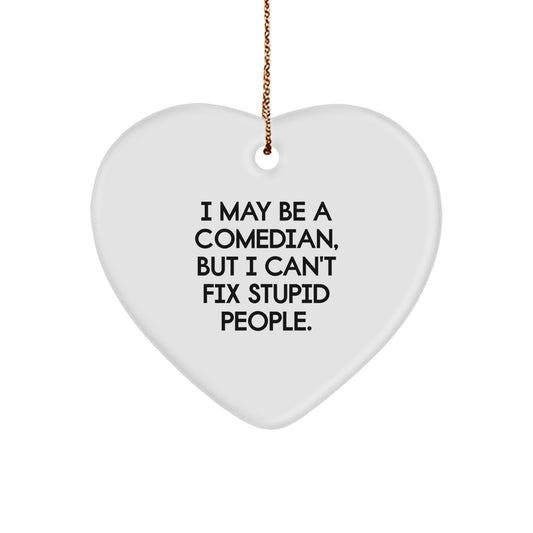 Funny Comedian Heart Ornament Gifts from Friends to Comedian Men and Women - Christmas Unique Gifts for Comedian Lover - White Heart Shaped - Image 1