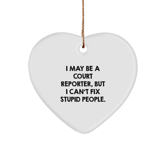 Funny Court Reporter Heart Ornament for Friends - Gifts from Men to Court Reporters, Court Reporter Christmas Unique Gifts, Heart Shaped MDF - Image 1