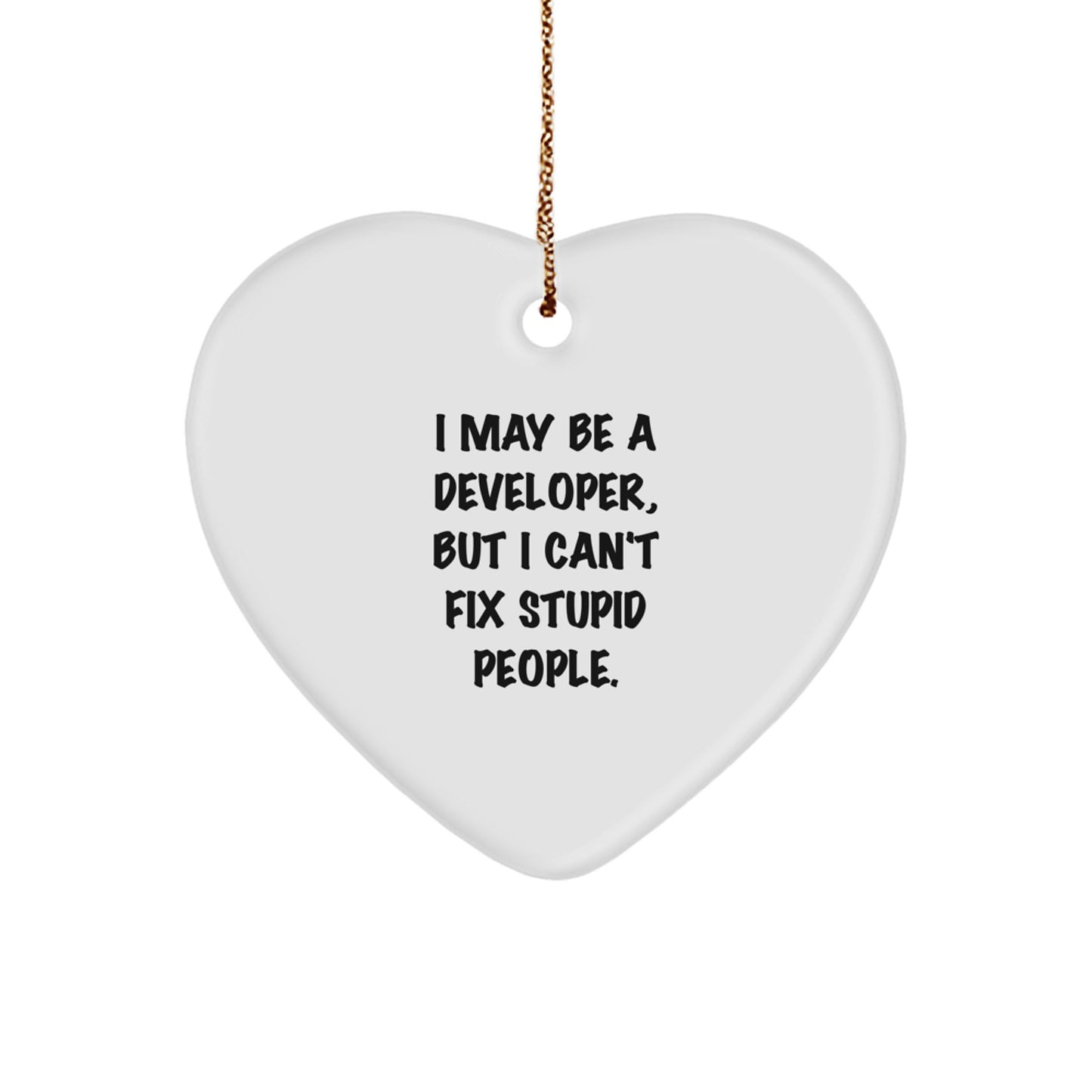 Funny Developer Gifts for Him from Friends at Christmas - Heart Ornament with I May Be A Developer, But I Can't Fix Stupid People - Unique Christmas Unique Gifts for Men - Image 1