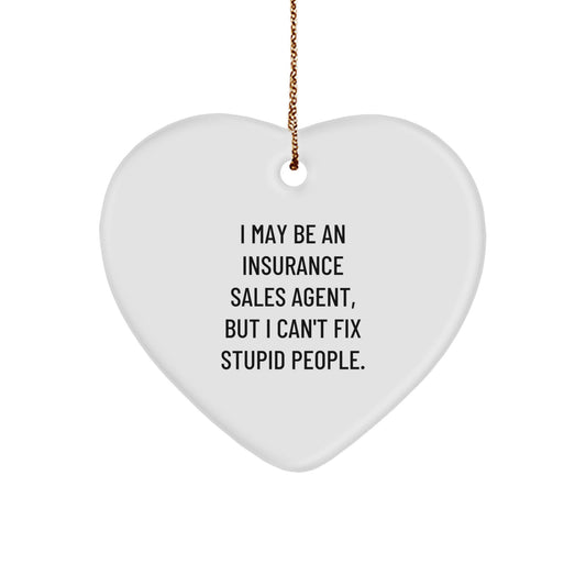 Funny Insurance Sales Agent Gifts for Christmas Heart Ornament - Image 1