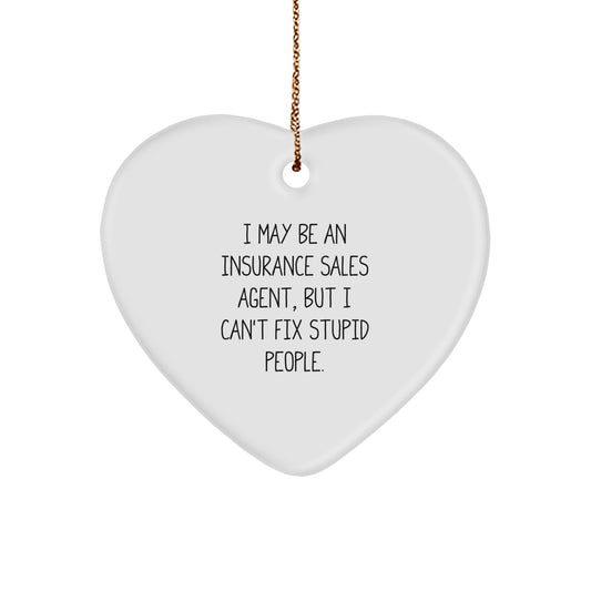 Funny Insurance Sales Agent Gifts from Friends - Heart Ornament for Men, Women, Coworkers, and Family, Christmas Unique Gifts for Insurance Sales Agents - Image 1