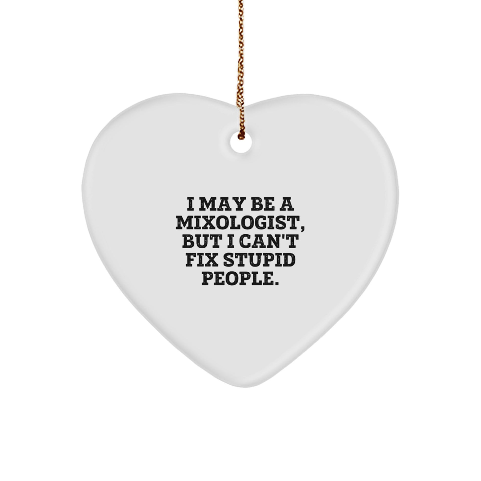 Funny Mixologist Gifts, Heart Ornament for Women, I May Be A Mixologist, But I Can't Fix Stupid People. Christmas Unique Gifts from Family - Image 1