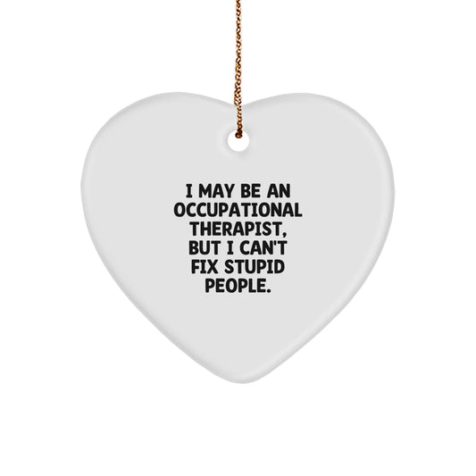 Occupational Therapist Gifts for Men Funny Heart Ornament - 'I May Be An Occupational Therapist, But I Can't Fix Stupid People' - Gifts from Friends - Image 1